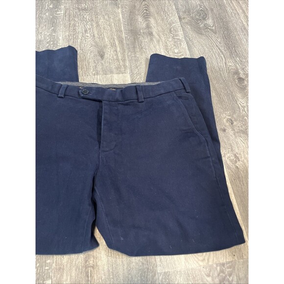 Brooks Brothers Pants Men Milano Fit Cotton Twill Navy Blue Strsight Slim 35x29 - Picture 3 of 7